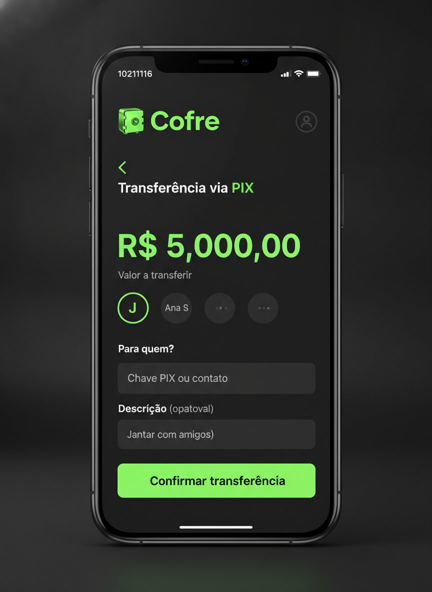 Tela 2 do app Cofre